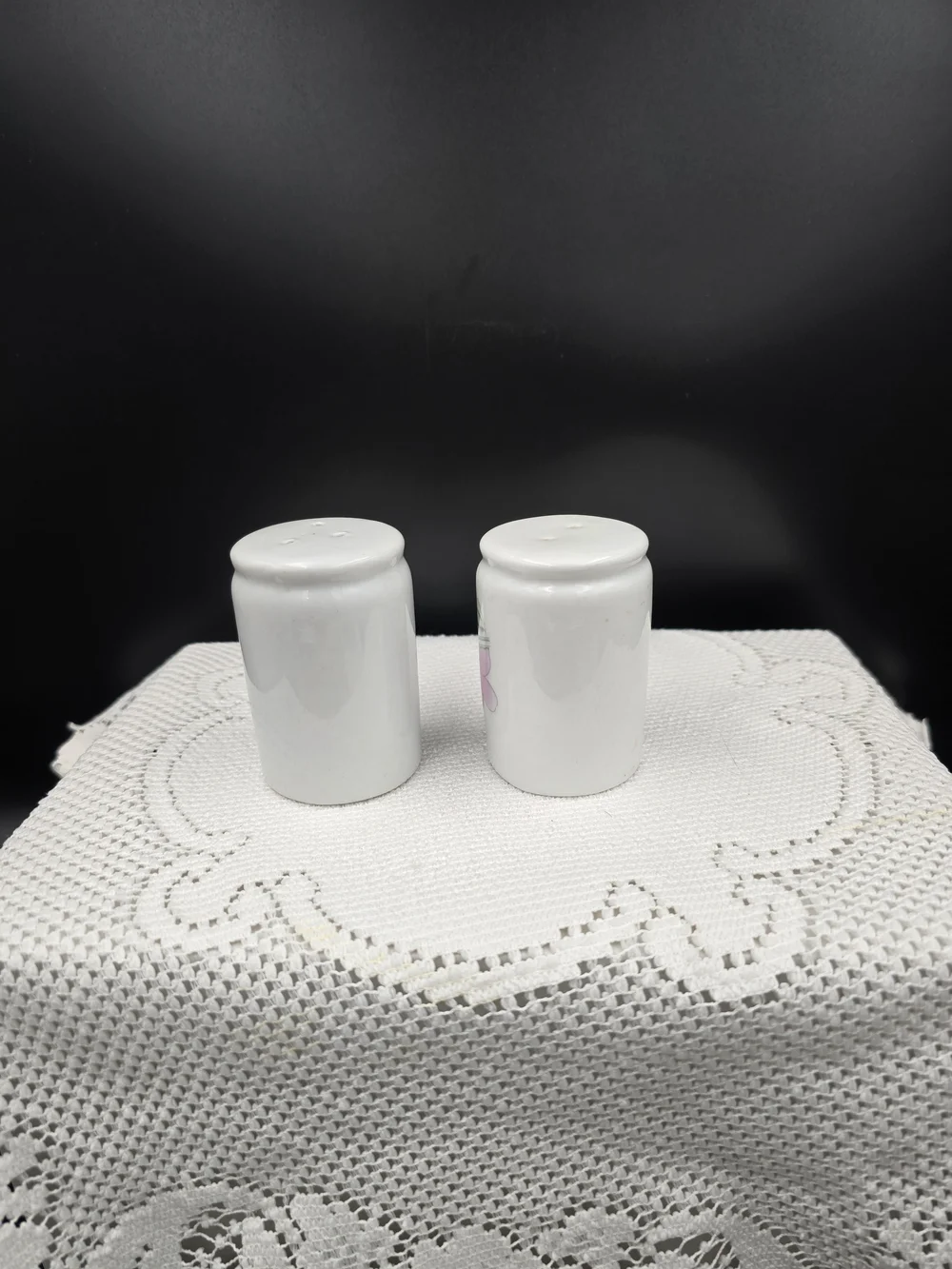 Porcelain Floral Salt and Pepper Shakers - White with Pink & Lavender Flowers